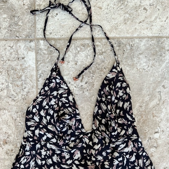 FREE PEOPLE x Initimately NWT Hang On Halter Printed Slip Dress, Black + White,L - Picture 13 of 15